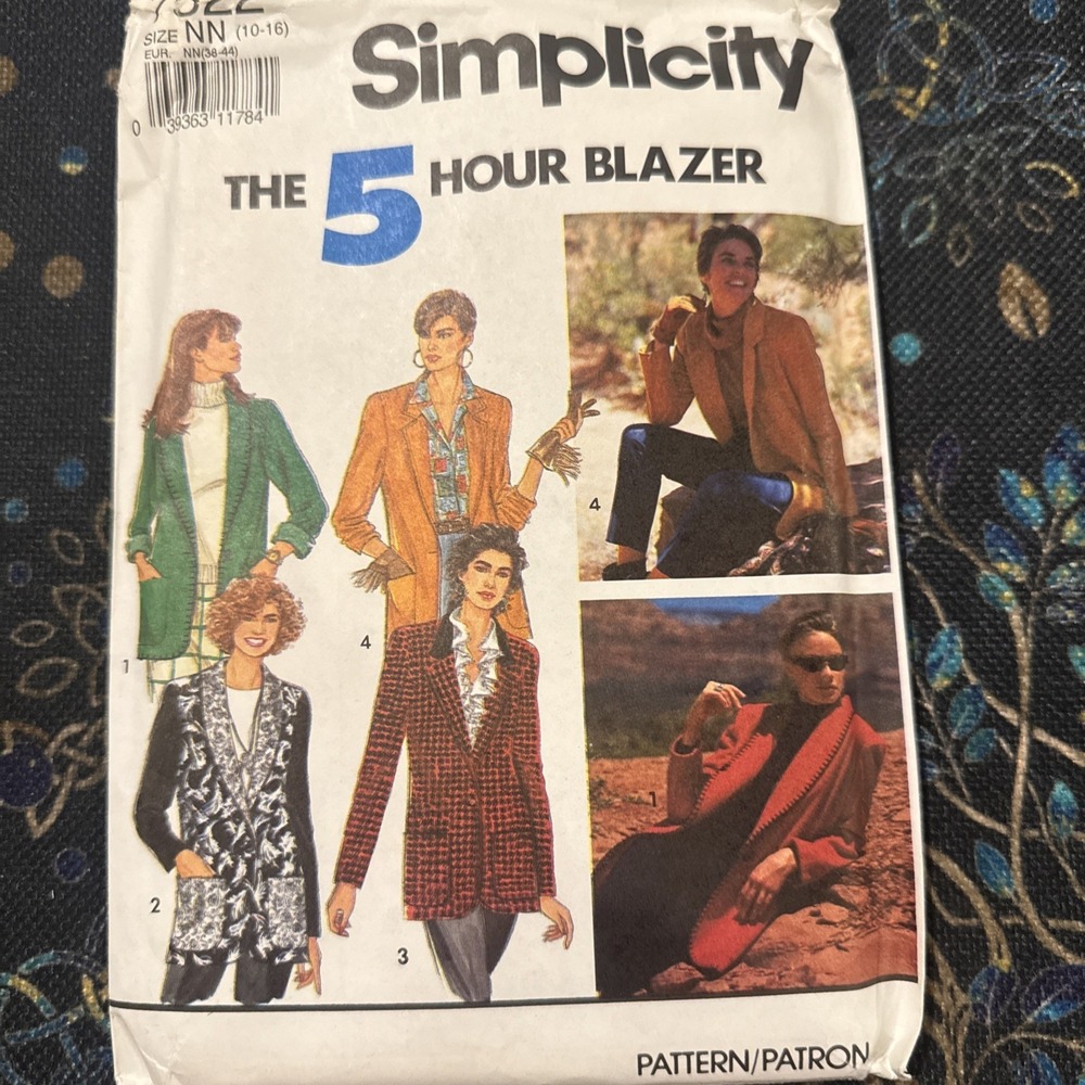 Simplicity 7522 NEW 5 Hour Blazer Shawl Collar Size 10-16 FF Uncut